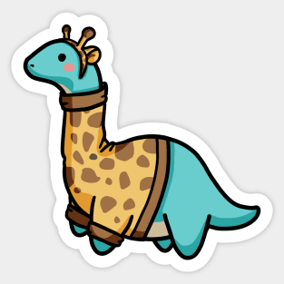 Cute Long Neck Dressed As Giraffe, Dinosaurus. Sticker